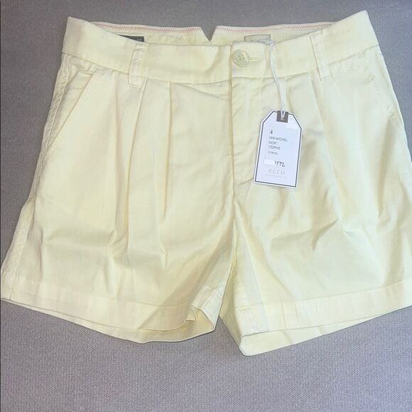 Nwt Ecru Citron New Mitchell Shorts Tailored Pleated Design - Picture 1 of 2
